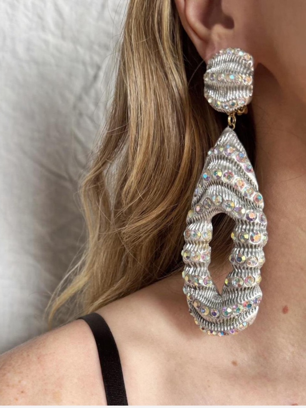 Vintage oversized rhinestone earrings